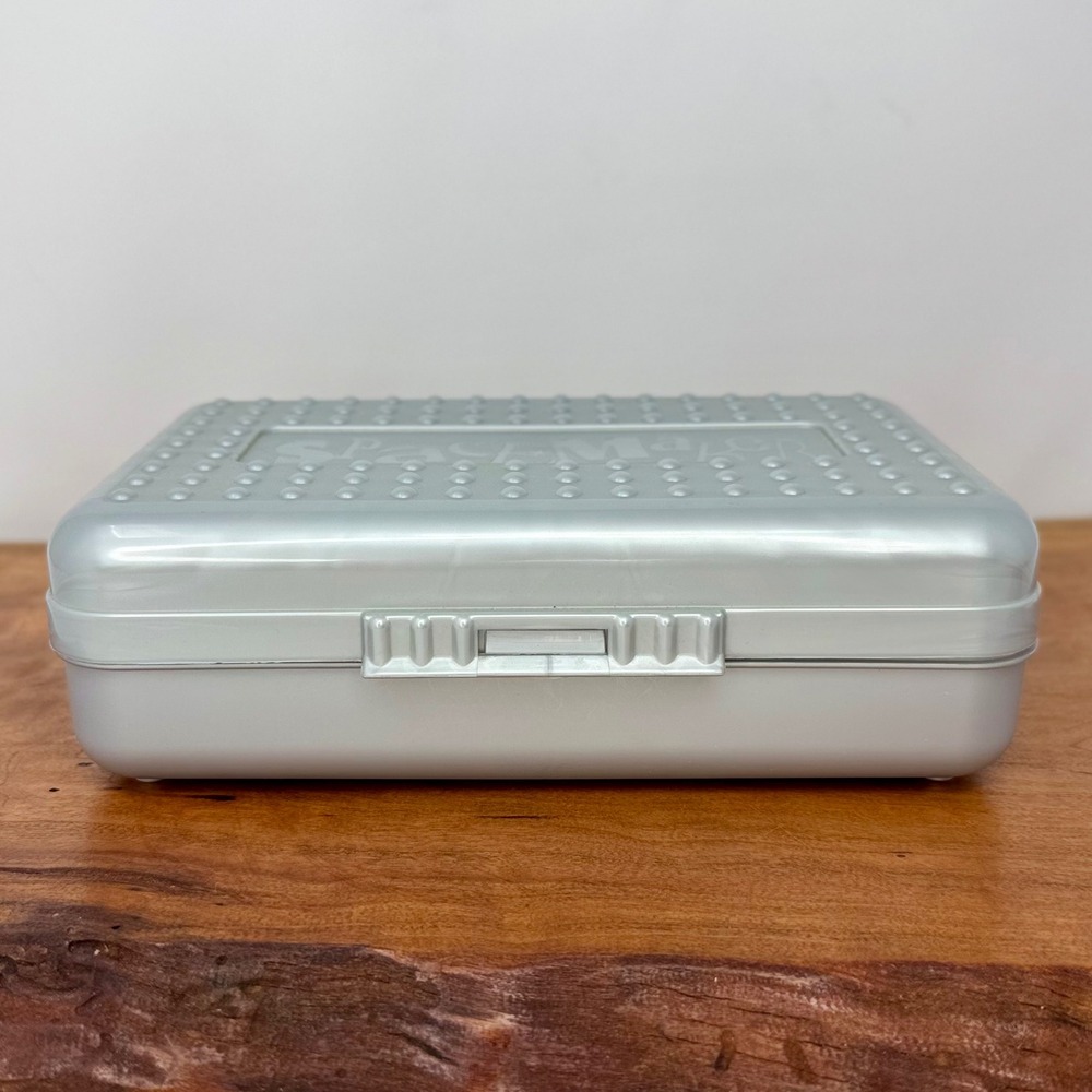 Vintage SpaceMaker Pencil Box Silver Metallic Office Products Retro Y2K - Picture 3 of 5